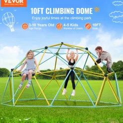 VEVOR Climbing Dome, Jungle Gym Supports 750LBS and Easy Assembly, 10FT Geometric Dome Climber Play Center for Kids 3 to 10 Years Old,with Climbing Grip, Outdoor Backyard Play Equipment for Kids