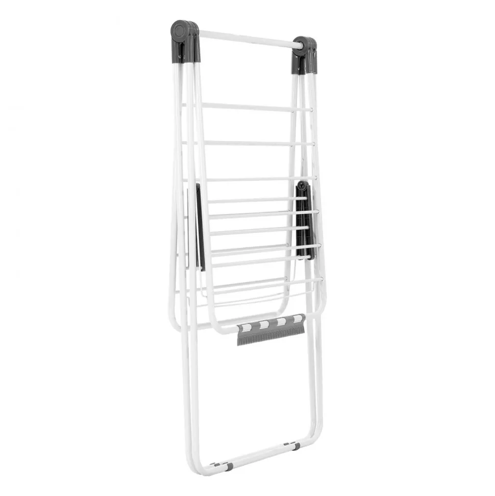 VEVOR Clothes Drying Rack, 2-Tier Foldable Laundry Dryer Rack with Sock Clips & 21 Drying Rods, Metal Height Adjustable Drying Racks for Outdoor & Indoor, Free-Standing & Space-Saving Hanger, White