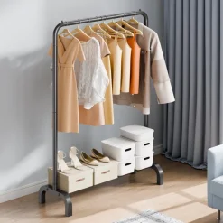 VEVOR Clothes Rack, Heavy Duty Clothing Garment Rack with Hanging Rod and Bottom Storage Area, Clothing Rack for Bedroom Guest Room
