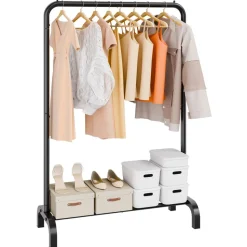 VEVOR Clothes Rack, Heavy Duty Clothing Garment Rack with Hanging Rod and Bottom Storage Area, Clothing Rack for Bedroom Guest Room