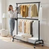 VEVOR Clothes Rack, Rolling Clothing Garment Rack with Adjustable Crossbar and Side Hooks, 150 lbs Load Capacity, Heavy Duty Carbon Steel Clothing Racks with Wheels for Bedroom, Laundry, Living Room