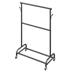 VEVOR Clothes Rack, Rolling Clothing Garment Rack with Adjustable Crossbar and Side Hooks, 150 lbs Load Capacity, Heavy Duty Carbon Steel Clothing Racks with Wheels for Bedroom, Laundry, Living Room
