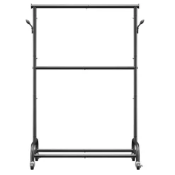 VEVOR Clothes Rack, Rolling Clothing Garment Rack with Adjustable Crossbar and Side Hooks, 150 lbs Load Capacity, Heavy Duty Carbon Steel Clothing Racks with Wheels for Bedroom, Laundry, Living Room