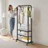 VEVOR Clothes Rack, Rolling Clothing Garment Rack with Hanging Rod and Side Hooks, 3 Storage Shelves, 99 lbs Load Capacity, Heavy Duty Carbon Steel Clothing Racks for Bedroom, Laundry, Living Room
