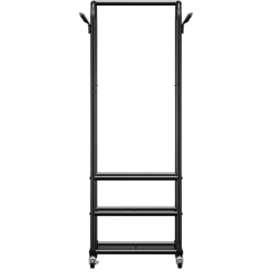 VEVOR Clothes Rack, Rolling Clothing Garment Rack with Hanging Rod and Side Hooks, 3 Storage Shelves, 99 lbs Load Capacity, Heavy Duty Carbon Steel Clothing Racks for Bedroom, Laundry, Living Room