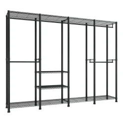 VEVOR Clothing Garment Rack, Heavy Duty Closet Wardrobe, 7 Adjustable Tiers Clothes Racks with Steel Frame, 850 lbs Load Capacity Clothes Rack with 4 Hanging Rods for Bedroom, Clothing Store, Hallway