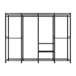 VEVOR Clothing Garment Rack, Heavy Duty Closet Wardrobe, 7 Adjustable Tiers Clothes Racks with Steel Frame, 850 lbs Load Capacity Clothes Rack with 4 Hanging Rods for Bedroom, Clothing Store, Hallway