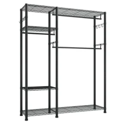 VEVOR Clothing Garment Rack, Heavy Duty Clothes Rack, 6 Adjustable Tiers Clothes Racks with Steel Frame, 800 lbs Load Capacity Closet Wardrobe with 3 Hanging Rods for Bedroom, Clothing Store, Hallway