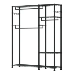 VEVOR Clothing Garment Rack, Heavy Duty Clothes Rack, 6 Adjustable Tiers Clothes Racks with Steel Frame, 800 lbs Load Capacity Closet Wardrobe with 3 Hanging Rods for Bedroom, Clothing Store, Hallway