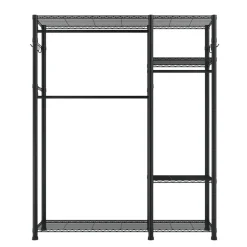 VEVOR Clothing Garment Rack, Heavy Duty Clothes Rack, 6 Adjustable Tiers Clothes Racks with Steel Frame, 800 lbs Load Capacity Closet Wardrobe with 3 Hanging Rods for Bedroom, Clothing Store, Hallway
