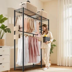 VEVOR Clothing Garment Rack, Heavy Duty Clothes Rack, 6 Adjustable Tiers Clothes Racks with Steel Frame, 800 lbs Load Capacity Closet Wardrobe with 3 Hanging Rods for Bedroom, Clothing Store, Hallway