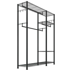 VEVOR Clothing Garment Rack, Heavy Duty Clothes Rack, 6 Adjustable Tiers Clothes Racks with Steel Frame, 800 lbs Load Capacity Closet Wardrobe with 3 Hanging Rods for Bedroom, Clothing Store, Hallway