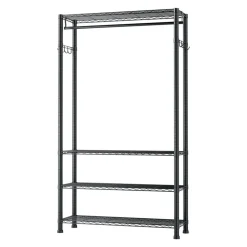 VEVOR Clothing Garment Rack, Heavy Duty Clothing Garment Rack, 4 Adjustable Tiers Clothing Racks with Carbon Steel, 500 lbs Load Capacity Closet Wardrobe for Bedroom, Clothing Store, Hallway
