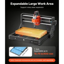 VEVOR 3018 CNC Router Machine, 60W Spindle, 3-Axis Wood Engraving Milling Machine, with 300 x 180 x 40 mm Working Area, Aluminum Alloy Structure, for Wood Acrylic Carving Cutting