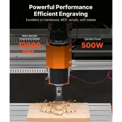 VEVOR CNC Router Machine, 500W Spindle, 3-Axis Wood Engraving Milling Machine, with 300 x 180 x 80 mm Working Area, Offline Controller, Limit Switch, E-Stop, for Wood Acrylic Plastic Carving Cutting