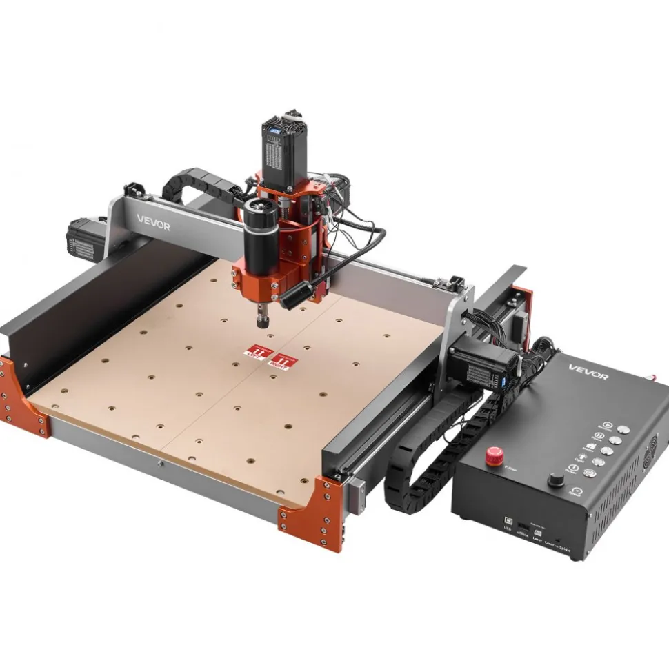 VEVOR CNC Router Machine, 500W Spindle, 3-Axis Wood Engraving Milling Machine, with Dual Linear Rails & Ball Screw, 15.75 x 15.75 x 3.74 in Working Area, Trim Router, for Wood Acrylic Carving Cutting