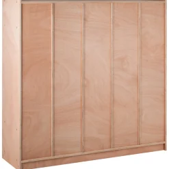 VEVOR Coat Locker, 5-Section Daycare Cubby Coat Rack, Classroom Coat Locker and Backpack Hanger, with 5 Hooks and Storage Boxes, for Kindergarten & School, Natural
