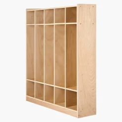 VEVOR Coat Locker, 5-Section Daycare Cubby Coat Rack 48x12x48 inch, Classroom Coat Locker and Backpack Hanger, with 5 Hooks and Storage Boxes, for Kindergarten & School, Natural