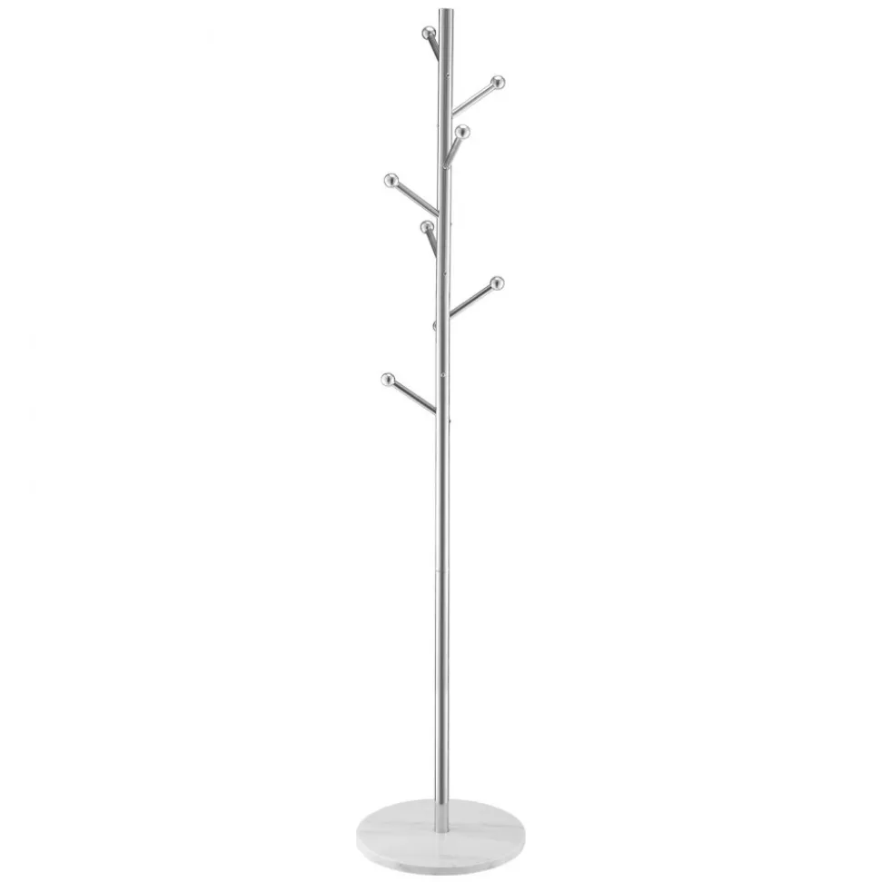 VEVOR Coat Rack, Freestanding Coats Rack Stand with Stable Marble Base & 8 Hooks, Free Standing Hall Coat Tree for Entryway, Bedroom, Office, Living Room, Modern Clothes Hanger for Coats, Hats, Bags