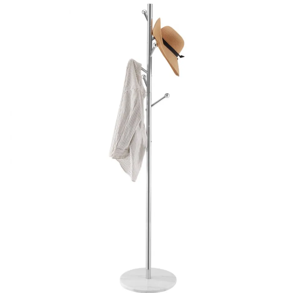 VEVOR Coat Rack, Freestanding Coats Rack Stand with Stable Marble Base & 8 Hooks, Free Standing Hall Coat Tree for Entryway, Bedroom, Office, Living Room, Modern Clothes Hanger for Coats, Hats, Bags