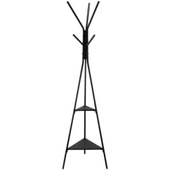 VEVOR Coat Rack, Freestanding Coats Rack Stand with 2 Shelves & 6 Hooks, Free Standing Hall Coat Tree for Entryway, Bedroom, Living Room, Modern Clothes Hanger Stand for Coats, Hats, Scarves, Handbags