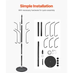 VEVOR Coat Rack, Freestanding Coat Rack Stand with Quartz Stone Base & 9 Hooks, Free Standing Hall Coat Tree for Entryway, Bedroom, Office, Living Room, Modern Clothes Hanger for Coat, Hat, Scarf, Bag