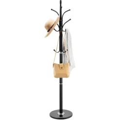 VEVOR Coat Rack, Freestanding Coat Rack Stand with Quartz Stone Base & 9 Hooks, Free Standing Hall Coat Tree for Entryway, Bedroom, Office, Living Room, Modern Clothes Hanger for Coat, Hat, Scarf, Bag