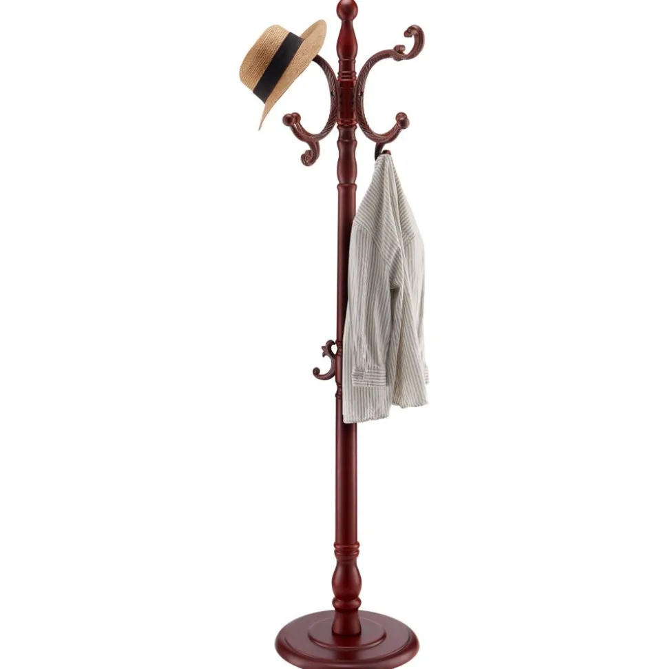 VEVOR Coat Rack Freestanding, Wooden Coats Rack Stand with Weighted Base & 11 Hooks, Free Standing Hall Coat Tree for Entryway, Bedroom, Living Room, Modern Clothes Hanger Stand for Coats, Hats, Bag