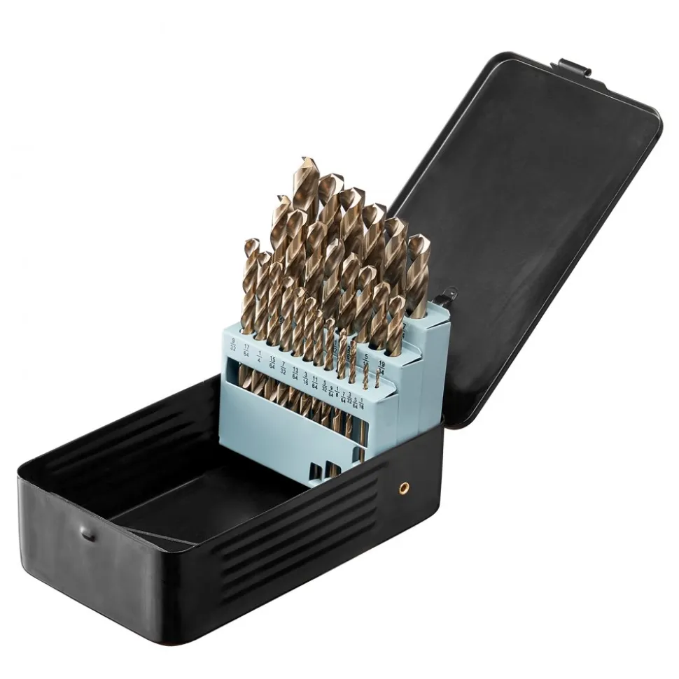 VEVOR Cobalt Drill Bit Set, 29 Pcs, M35 High Speed Steel Cobalt Drill Bits with Storage Case, for Drilling Metal, Stainless Steel, Aluminum Alloy, Wood, Plastic, for Professional Work and Home DIY