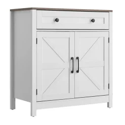 VEVOR Coffee Bar Cabinet, Farmhouse Coffee Bar Table with Drawer, Buffet Stand Cabinet with 2 Barn Door, Sideboard Buffet Station for Living Room, Entryway, Kitchen, 29.5 x 14.7 x 31.5 in, White