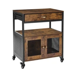 VEVOR Coffee Bar Cabinet, 24 Inch Farmhouse Coffee Bar Cabinet with Storage, Movable Coffee Bar Table with Wheels & Mesh Door, Sideboard Buffet Cabinet for Kitchen, Entryway