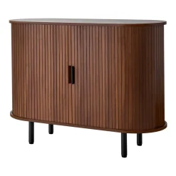 VEVOR Coffee Bar Cabinet, Mid Century Fluted Coffee Bar Table, Buffet Stand Cabinet with 2 Sliding Doors, Sideboard Buffet Station for Living Room, Entryway, Kitchen, 39.3 x 15.7 x 29.5 in, Walnut