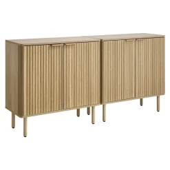 VEVOR Coffee Bar Cabinet, Mid Century Fluted Coffee Bar Table with 2-Tier Storage, Buffet Stand Cabinet with 4 Barn Doors, Sideboard Buffet Station for Living Room, Entryway, 31.5x14.7x31.5 in(Single)