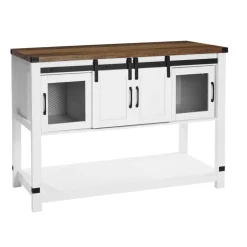 VEVOR Coffee Bar Cabinet, 47.3 x 15.7 x 32.7 in Farmhouse Coffee Bar Cabinet with 4-Tier Storage, Coffee Bar Table with Barn Doors, Farmhouse Sideboard Buffet Cabinet for Living Room, Entryway