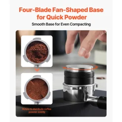 VEVOR Coffee Distributor 51mm, 2-in-1 Adjustable Espresso Distributor with Fan-Shaped Base, Coffee Distributor 304 Stainless Steel with Easy-to-Disassemble Design