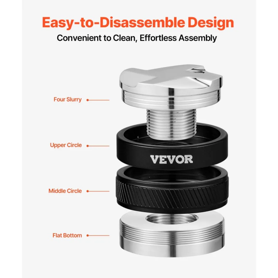 VEVOR Coffee Distributor 51mm, 2-in-1 Adjustable Espresso Distributor with Fan-Shaped Base, Coffee Distributor 304 Stainless Steel with Easy-to-Disassemble Design