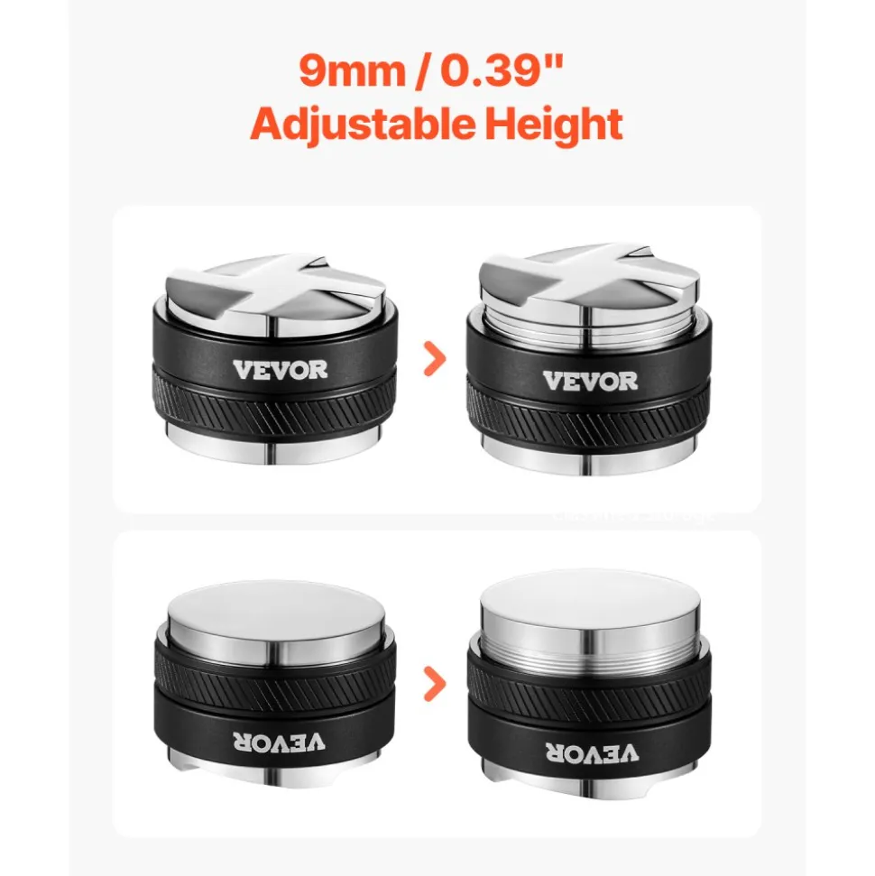 VEVOR Coffee Distributor 51mm, 2-in-1 Adjustable Espresso Distributor with Fan-Shaped Base, Coffee Distributor 304 Stainless Steel with Easy-to-Disassemble Design