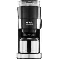 VEVOR Coffee Maker with Grinder, 8 Cup Programmable Coffee Machine, Grind and Brew Coffee Maker with 24-Hour Timer for Auto Brew, Reusable Filter, for Home Office Restaurant