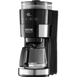 VEVOR Coffee Maker with Grinder, 10 Cup Coffee Machine, Grind and Brew Coffee Maker with 3 Brew Strength Control, Drip Coffee Maker with Adjustable Grinding Coarseness, for Home Office Restaurant
