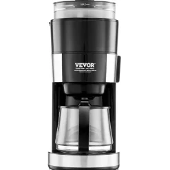 VEVOR Coffee Maker with Grinder, 10 Cup Coffee Machine, Grind and Brew Coffee Maker with 3 Brew Strength Control, Drip Coffee Maker with Adjustable Grinding Coarseness, for Home Office Restaurant