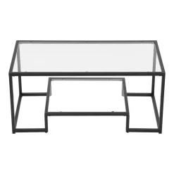 VEVOR Coffee Table, Modern Tempered Glass Coffee Table, 2 Tiers Rectangle Glass Center Desk with Open Storage, Minimalist Sturdy Metal Frame Accent End Desk for Living Room, Office, Easy Assembly