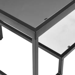 VEVOR Coffee Table, Modern Tempered Glass Coffee Table with Lighting, 2 Tiers Rectangle Glass Center Desk with Open Storage, Minimalist Metal Accent End Desk for Living Room, Office, Easy Assembly