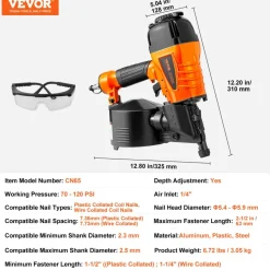 VEVOR Coil Siding Nailer CN65, 1-1/4