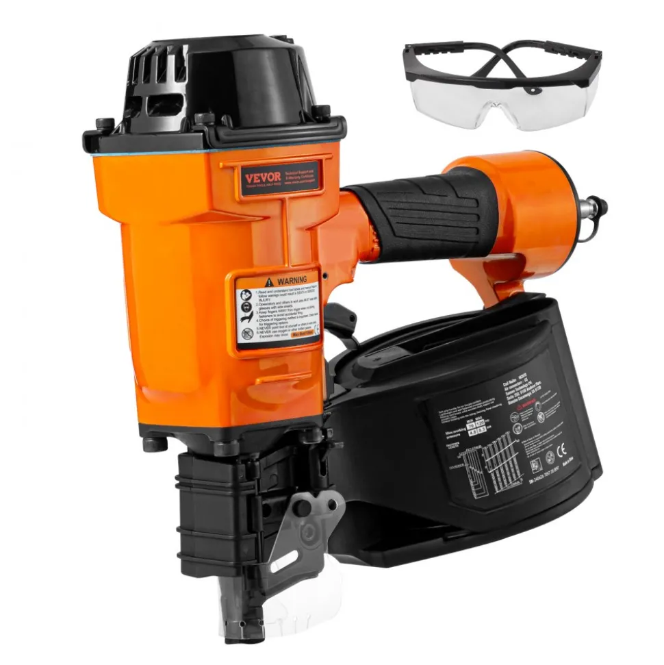 VEVOR Coil Siding Nailer MCN70, 1-3/4" to 2-3/4" 15 Degree Pneumatic Siding Nail Gun, 70-120PSI Air Coil Nailer for Pallet, Crating, Framing, Siding and Fencing