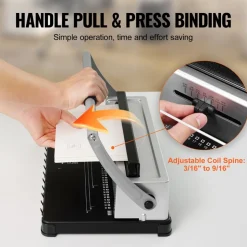 VEVOR Coil Spiral Binding Machine, Manual Book Maker 34-Holes Binding 120 Sheets, Punch Binder with Adjustable 3/16