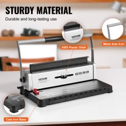 VEVOR Coil Spiral Binding Machine, Manual Book Maker 34-Holes Binding 120 Sheets, Punch Binder with Adjustable 3/16