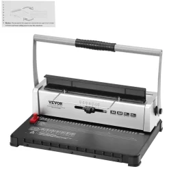 VEVOR Coil Spiral Binding Machine, Manual Book Maker 34-Holes Binding 120 Sheets, Punch Binder with Adjustable 3/16