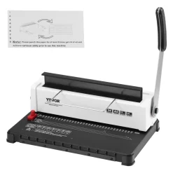 VEVOR Coil Spiral Binding Machine, Manual Book Maker 34-Holes Binding 120 Sheets, Punch Binder Adjustable 3/16