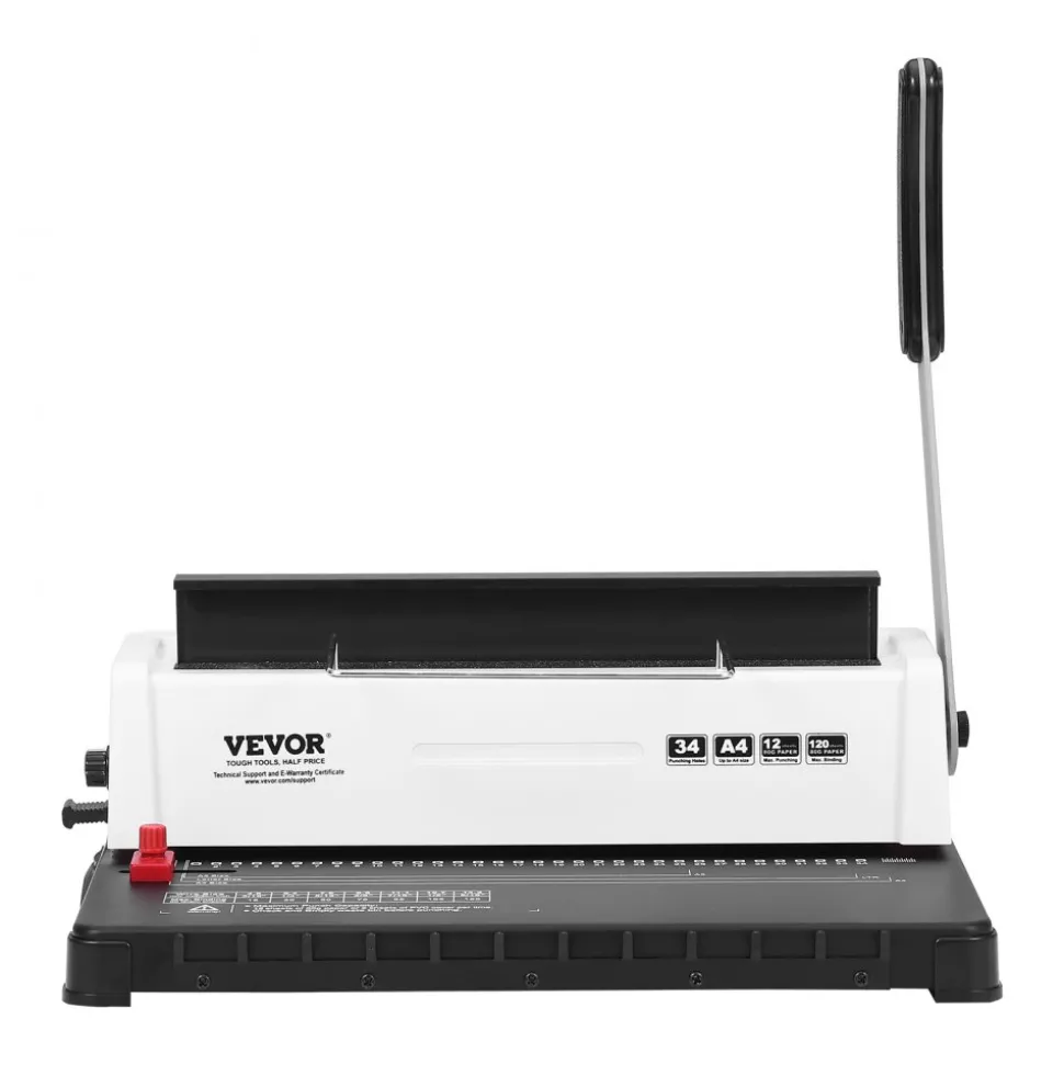 VEVOR Coil Spiral Binding Machine, Manual Book Maker 34-Holes Binding 120 Sheets, Punch Binder Adjustable 3/16" - 9/16" Coil Binding Spines, for Letter Size, A4, A5