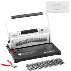 VEVOR Coil Spiral Binding Machine, Manual Book Maker with Electric Binding, 46-Holes Binding 500 Sheets Punch Binder, with 100pcs 5/16'' Coil Binding Spines, for Letter Size, A4, A5